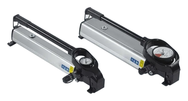 Two HYTORC Hand Tensioning Pumps with pressure gauges