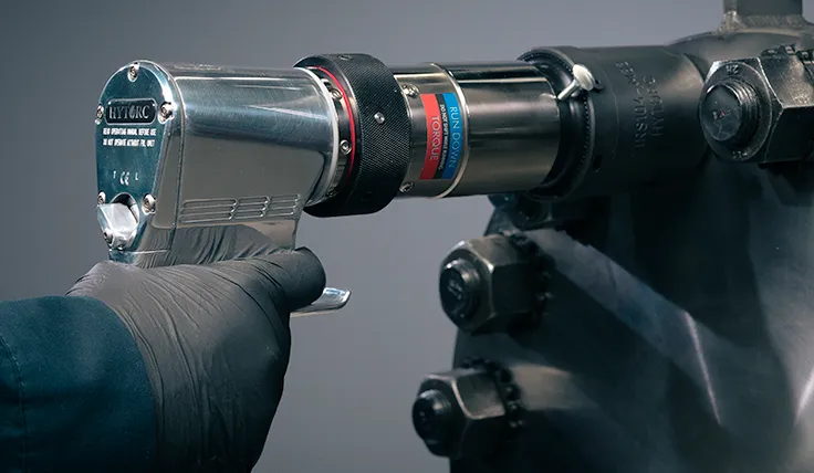 Side view of the HYTORC jGun Dual Speed showing its Rundown and Torque modes